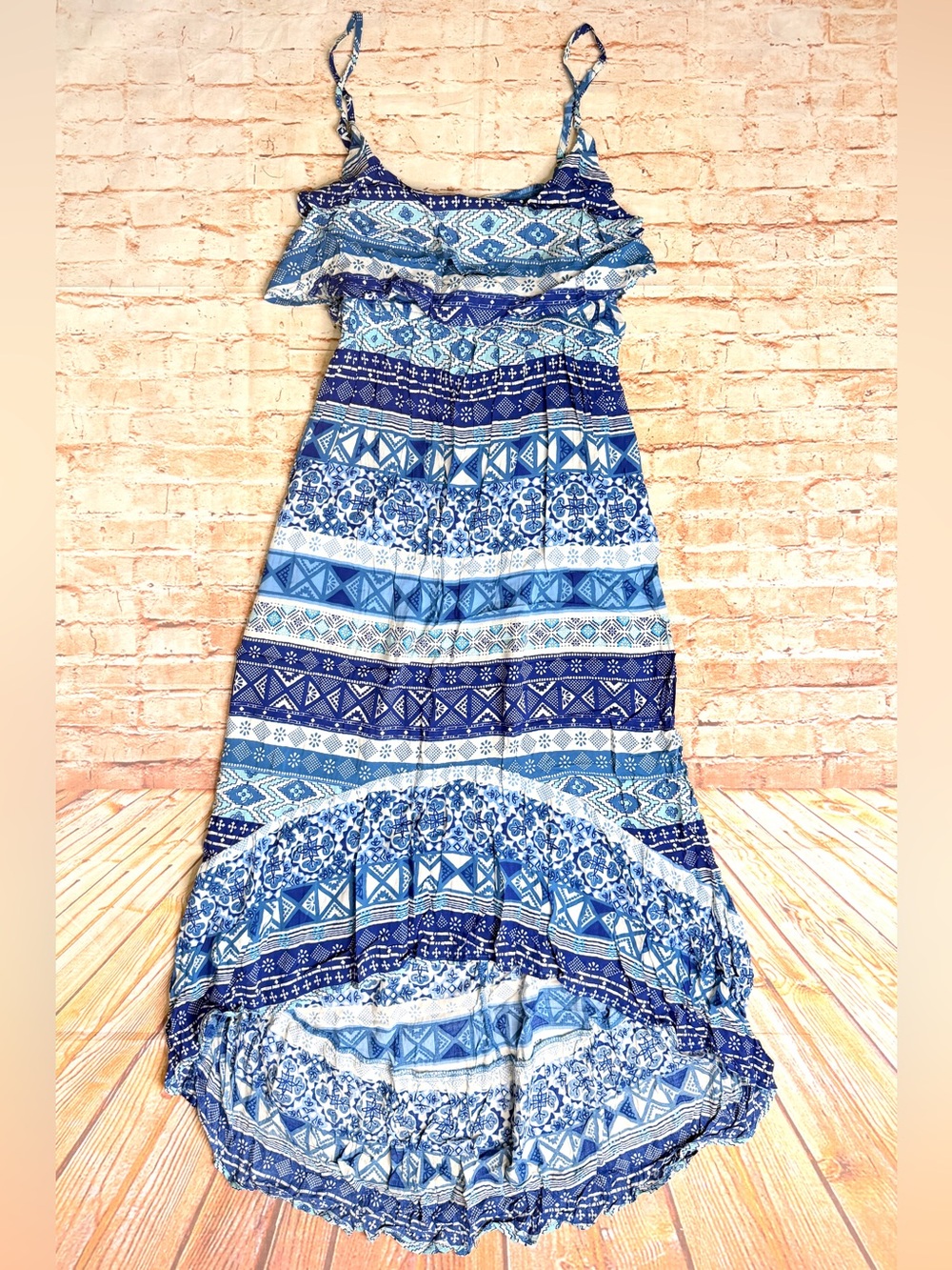 Mudd | Y2K Blue Asymmetrical High-Low Spaghetti Strap Summer Dress